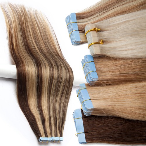 CLEARANCE~Tape in Human Hair Extensions Skin Weft 100% Real RUSSIAN White 100G - Picture 8 of 71