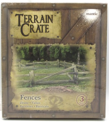 Terrain Crate MGTC128 Fences (3 Pieces) Fantasy Scenery Wooden Fence Sections