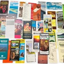 Lot of 30+ Vintage Travel Brochures – Virginia & WV Caverns, Parks, Towns 1960s