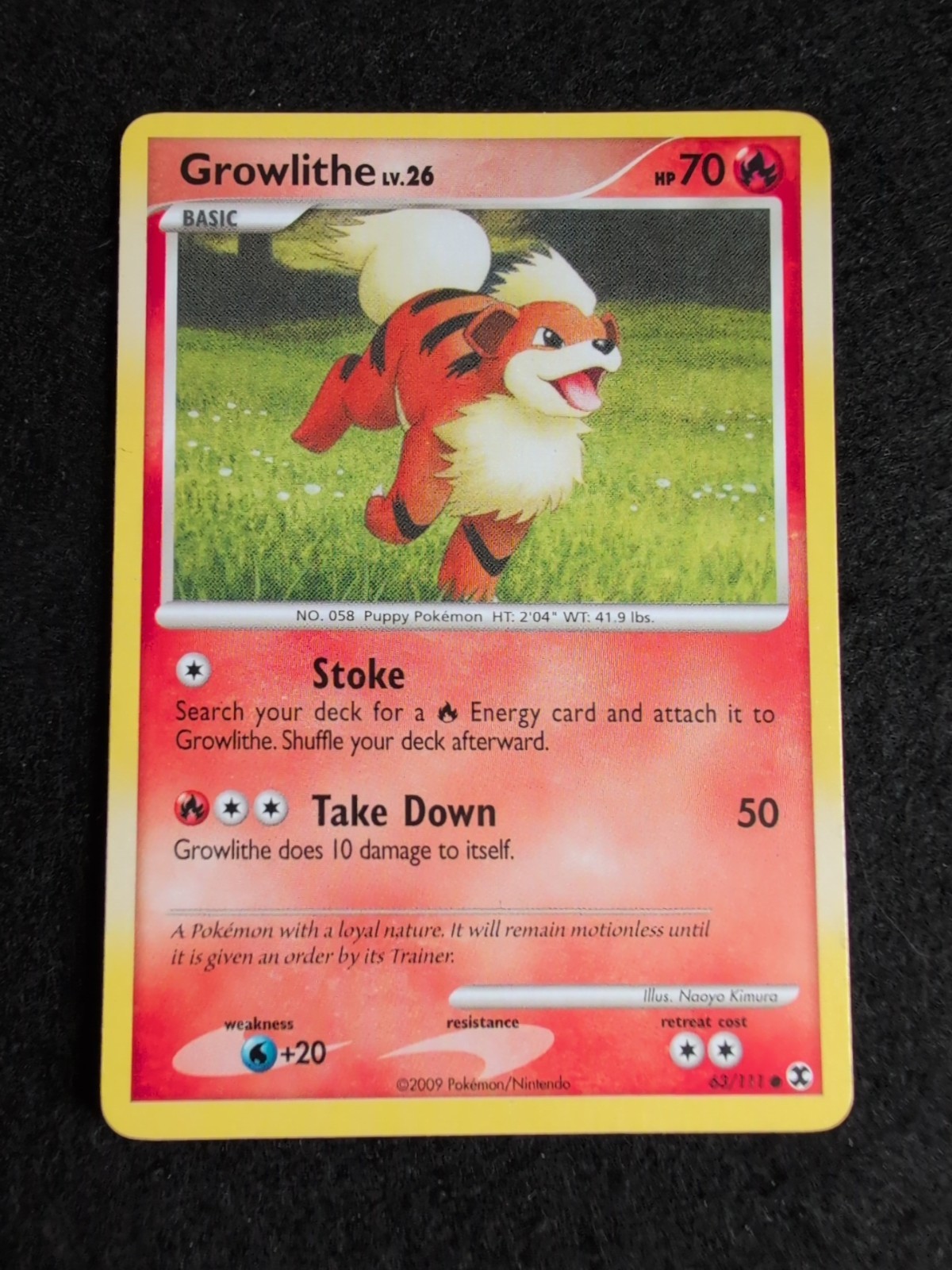 Growlithe - 63/111 - Rising Rivals - Pokémon TCG - 2009 LP NON HOLO