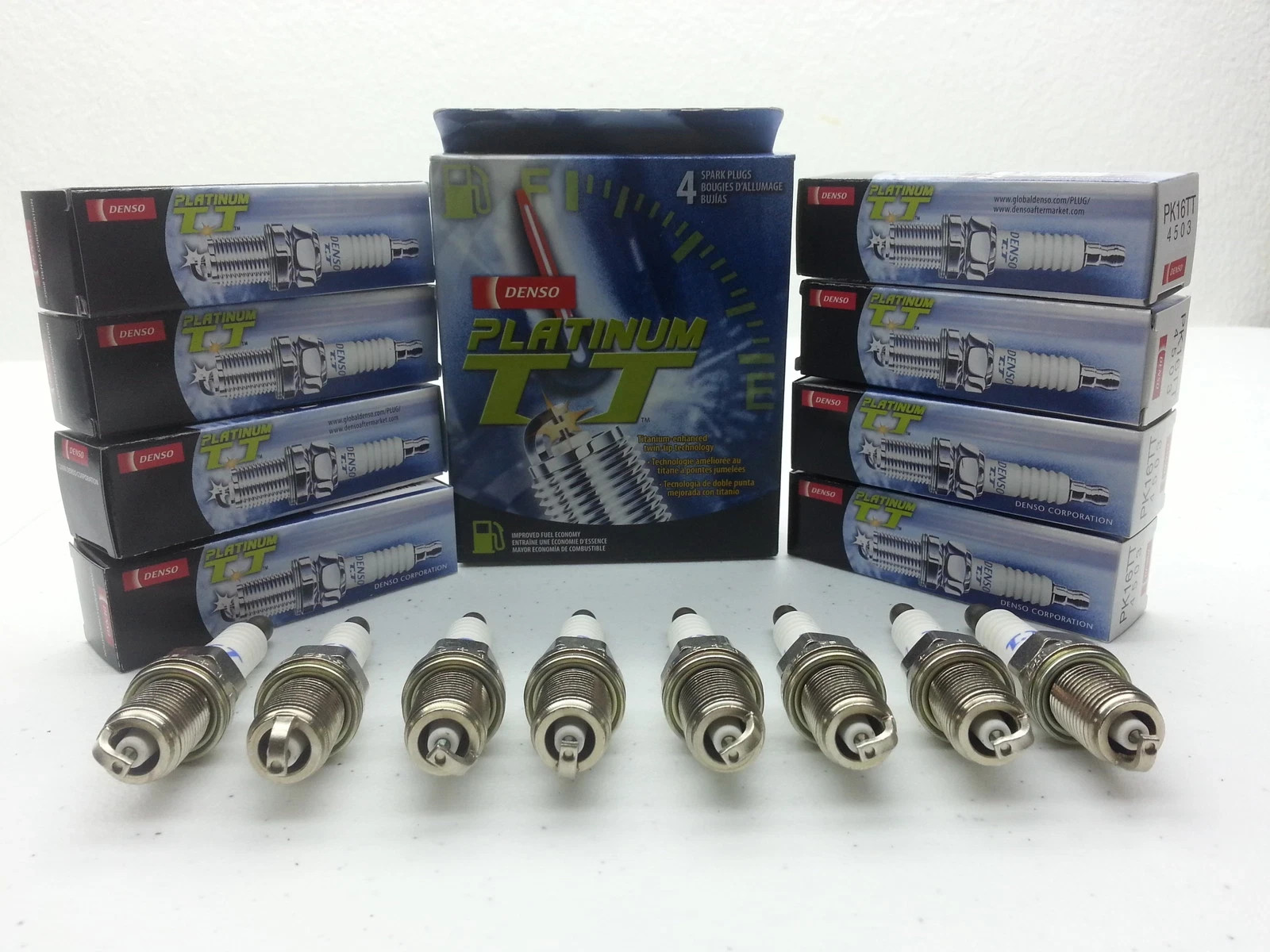 8x DENSO PQ16TT Platinum-Titanium TT Spark Plug set Pre-Gapped More Spark/Power