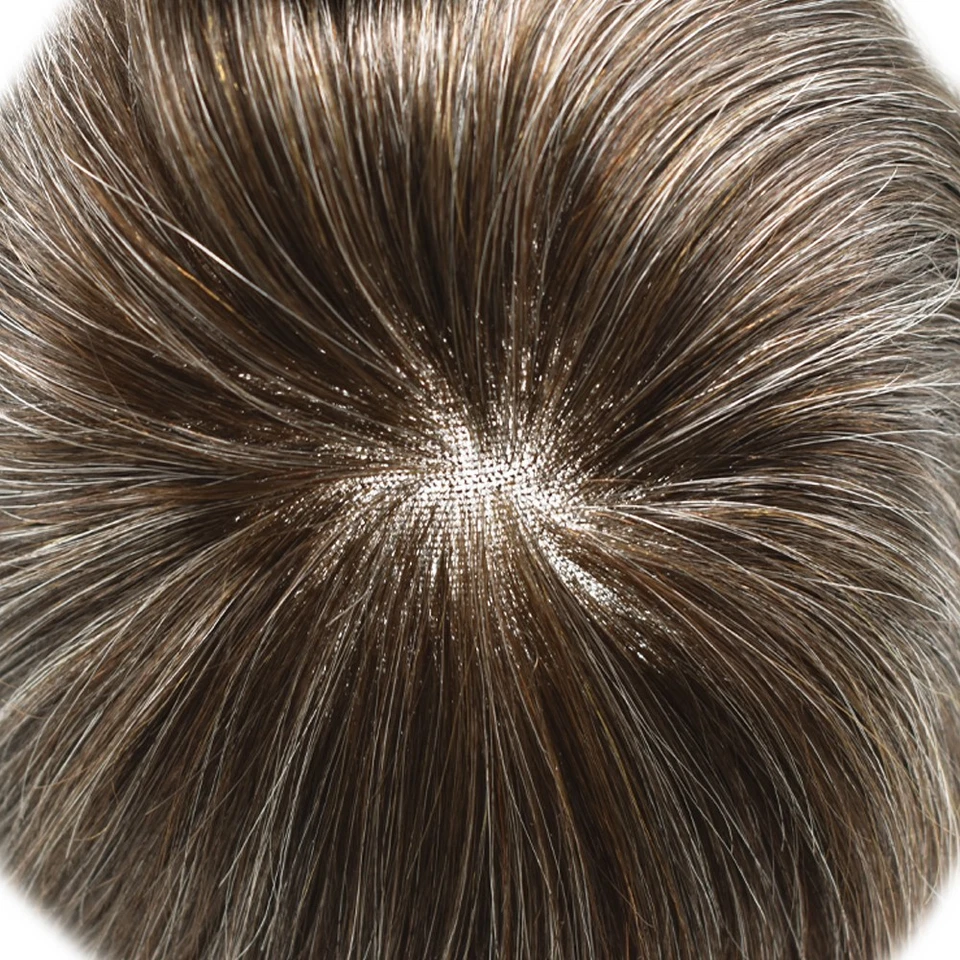 Peluca alrededor de la unidad de cabello de encaje francés para hombre Toupee de repuesto de piel de polietileno NPU Foto 3 de 4