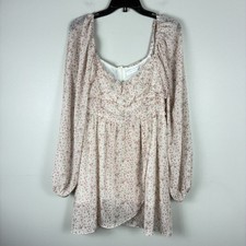 Altard State Womans Babydoll Floral Dress Long Sleeve sz L Boho Cottage Fairy