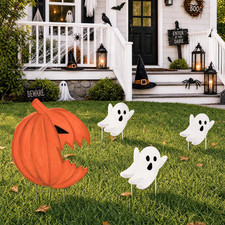 Halloween Yard Signs Pumpkin Ghost Lawn Decor Seasonal Spooky Fun Garden Porch