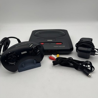 Sega Mega Drive II 2 Spielkonsole Schwarz + Controller Kabel Gut