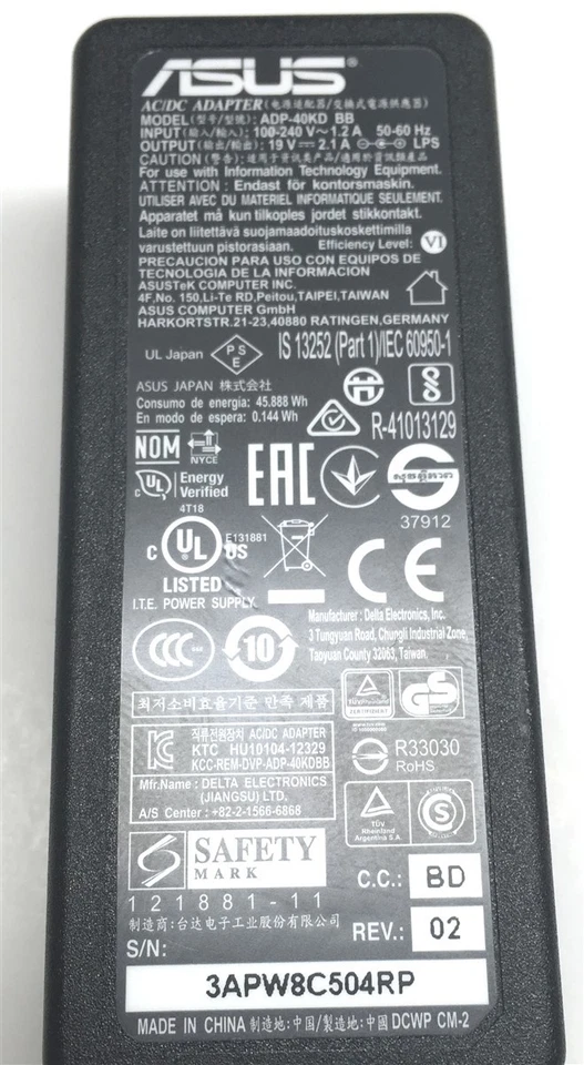 Genuine Asus Monitor Charger AC Adapter Power Supply ADP-40KD BB CC BD 5.5mm Tip - Image 2 of 3