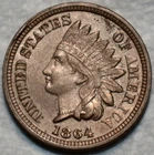 AU-UNC 1864 Copper-Nickel Indian Head Cent, Razor-Sharp specimen.