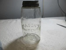 Mason's Patent November 30, 1858 Canning Jar Clear Lead Lid