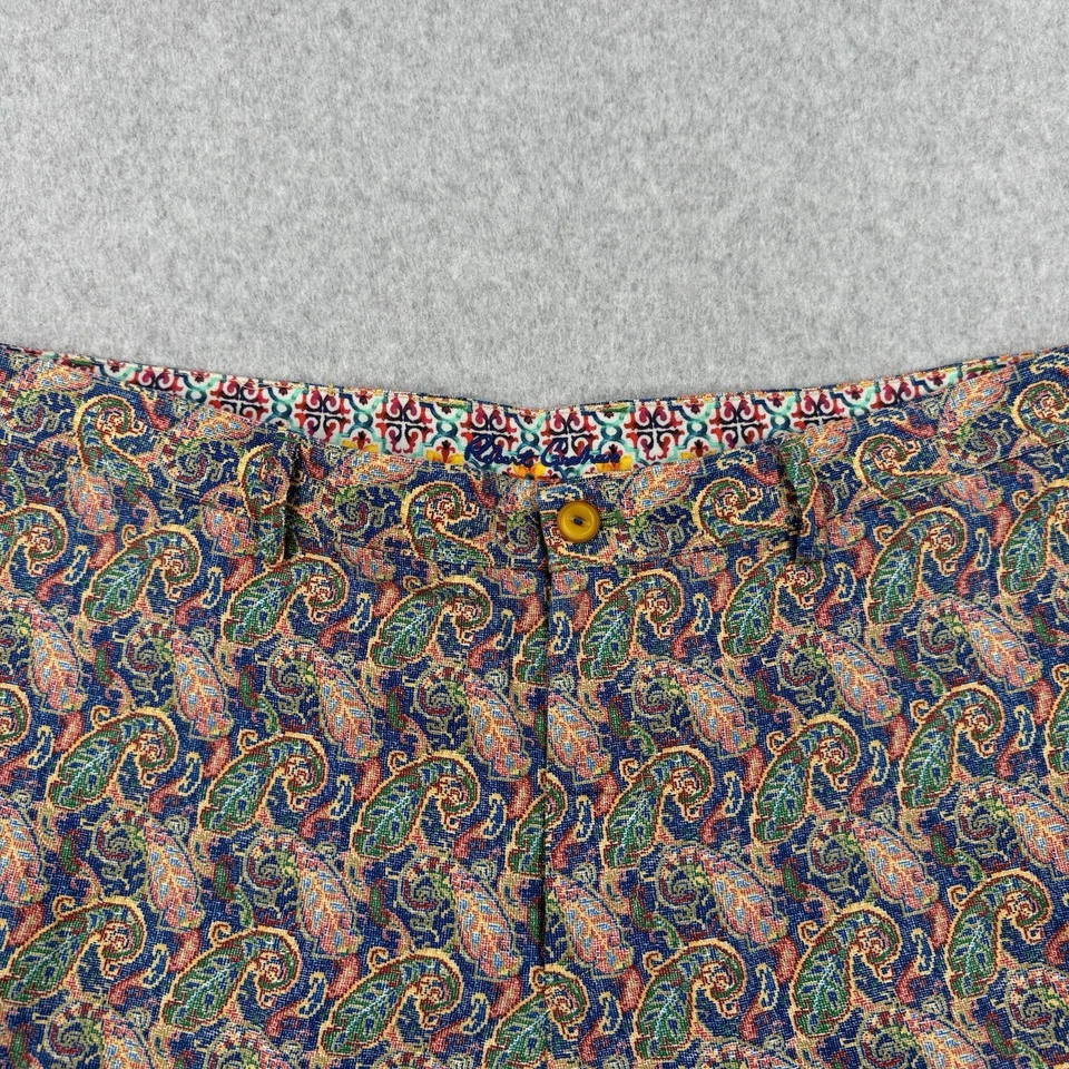 Pantalones Cortos Robert Graham Para Hombre 38 Multicolor Paisley Clásico Yates Mezcla de Lino Chino Foto 2 de 4