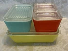 Vintage Corning Pyrex Refrigerator Dish Set, 4 Dishes With Lids