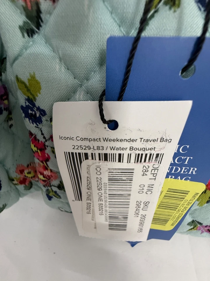 VERA BRADLEY Icónico Bolso Compacto de Fin de Semana RAMO DE AGUA NUEVO CON ETIQUETAS RARO RETIRADO Foto 2 de 4