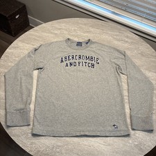 Vintage Y2K Abercrombie  Fitch Muscle Grey Long Sleeve Raglan Shirt Large Y2K