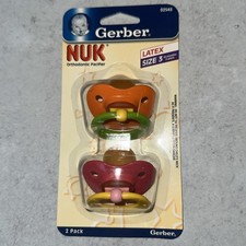 Gerber NUK Orthodontic Pacifiers Size 3 Toddler 18M 2 Pack Rubber Latex Pink