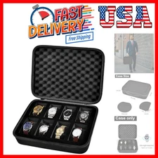 Elegant 8 Slots Watch Display Case - Portable Black Organizer for Smart Watches
