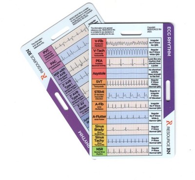 EKG Rhythm Interpretation Badge Card   Quick Reference Guide for ECG/EKG... 