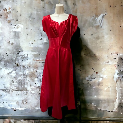 Beautiful Vintage Ruby Red 1950s Jonathan Logan Liquid Satin Gown Size Sm