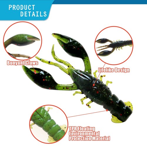 40 Pcs Crawfish Lure Soft Plastic Worms Fishing Lures Bass Fishing Baits Lure... - Afbeelding 3 van 7