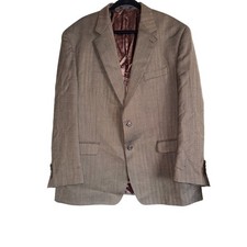 Ralph Lauren Men's Herringbone Blazer 48R Brown Wool Two Button Sport Coat
