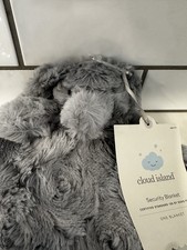 Cloud Island Gray Elephant Head Security Blanket Plush Lovey Baby Satin Trim