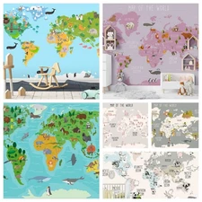 3D World Map Animal Self-adhesive Wallpaper Removable Wallpaper Wall Mural