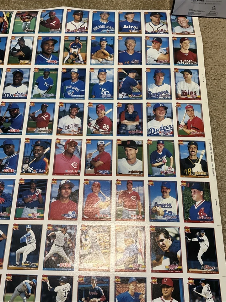 Hoja de béisbol 1991 Topps sin cortar muchos de la corte Trammell Edgar Gooden Dawson Morris +++ Foto 4 de 4