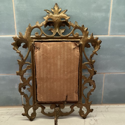 Atq Gilt Metal VICTORIAN PICTURE FRAME Easel 11x7 Fits 4x6- Photo Not Included - Picture 4 of 20