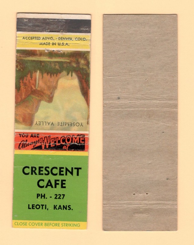 CRESCENT CAFE { Phone 227 } LEOTI KANSAS MATCHBOOK COVER