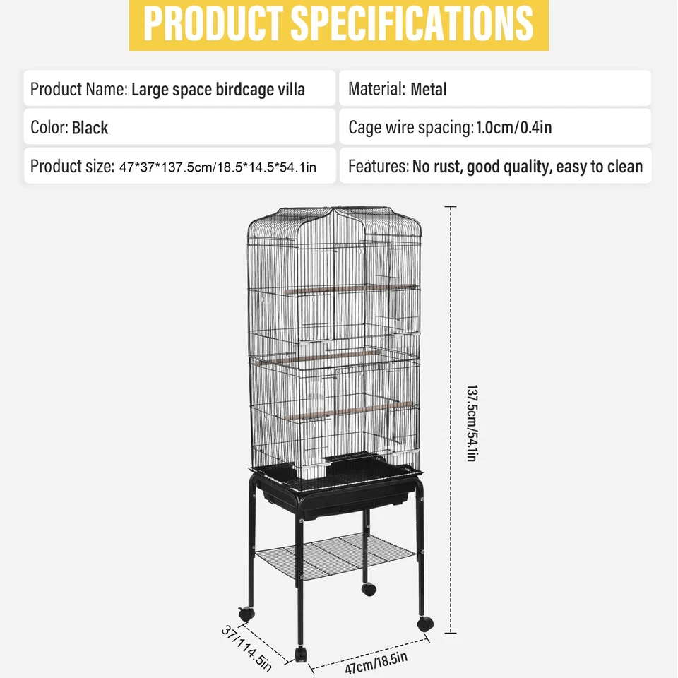 Vogelkäfig Wellensittich Käfig Vogelhaus mit Ständer Vogelvoliere Vogelbauer - Bild 3 von 4