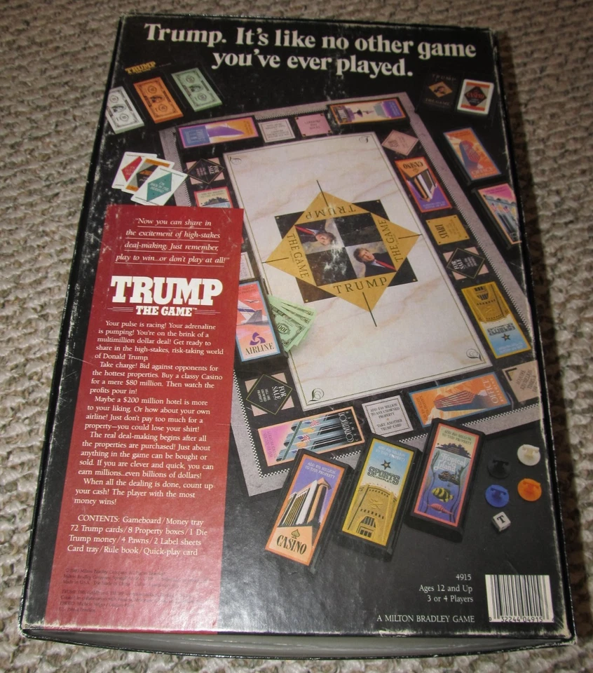 TRUMP The Game 1989 Donald Trump Milton Bradley Board Game 100% Complete Vintage - Image 2 of 4