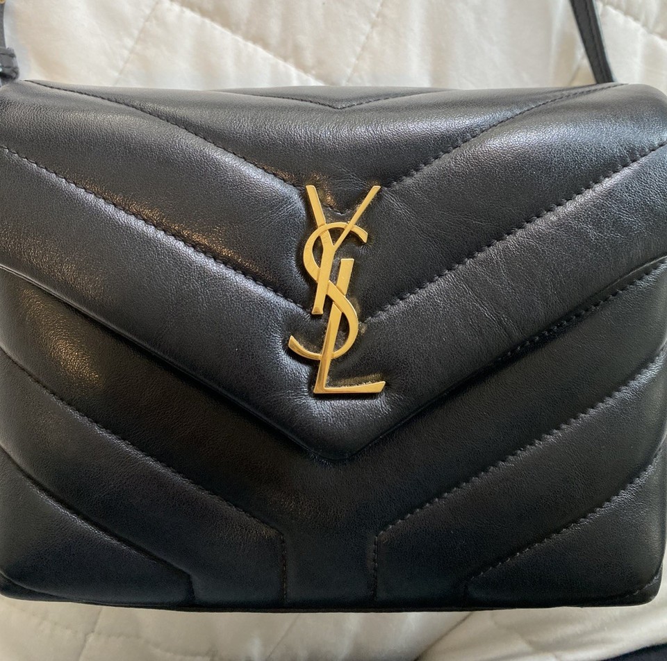 YSL Saint Laurent Quilted Leather Toy Loulou Crossbody Bag-Black, Gold Hardware
