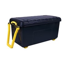 Really Useful Black Large Plastic Trunk with Wheels 160L - Large Storage
