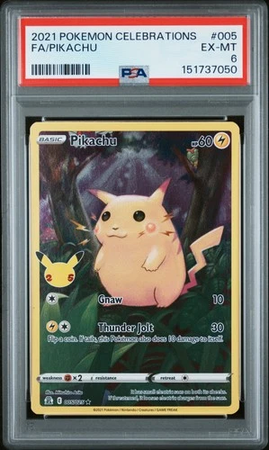 2021 POKEMON CELEBRATIONS #005 FULL ART/PIKACHU PSA 6