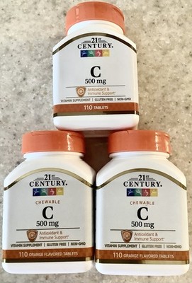 21st Century 2~Chewable Vitamin C & 1~Swallow Vitamin C 500mg EACH-330 Tab s!
