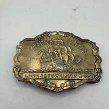 Vintage Livingston Wells  Co Belt Buckle   Foreign  Domestic Gold Dealers Ship