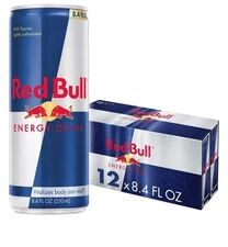 Red Bull Energy Drink, 80mg Caffeine, 8.4 fl oz, Pack of 12 Cans