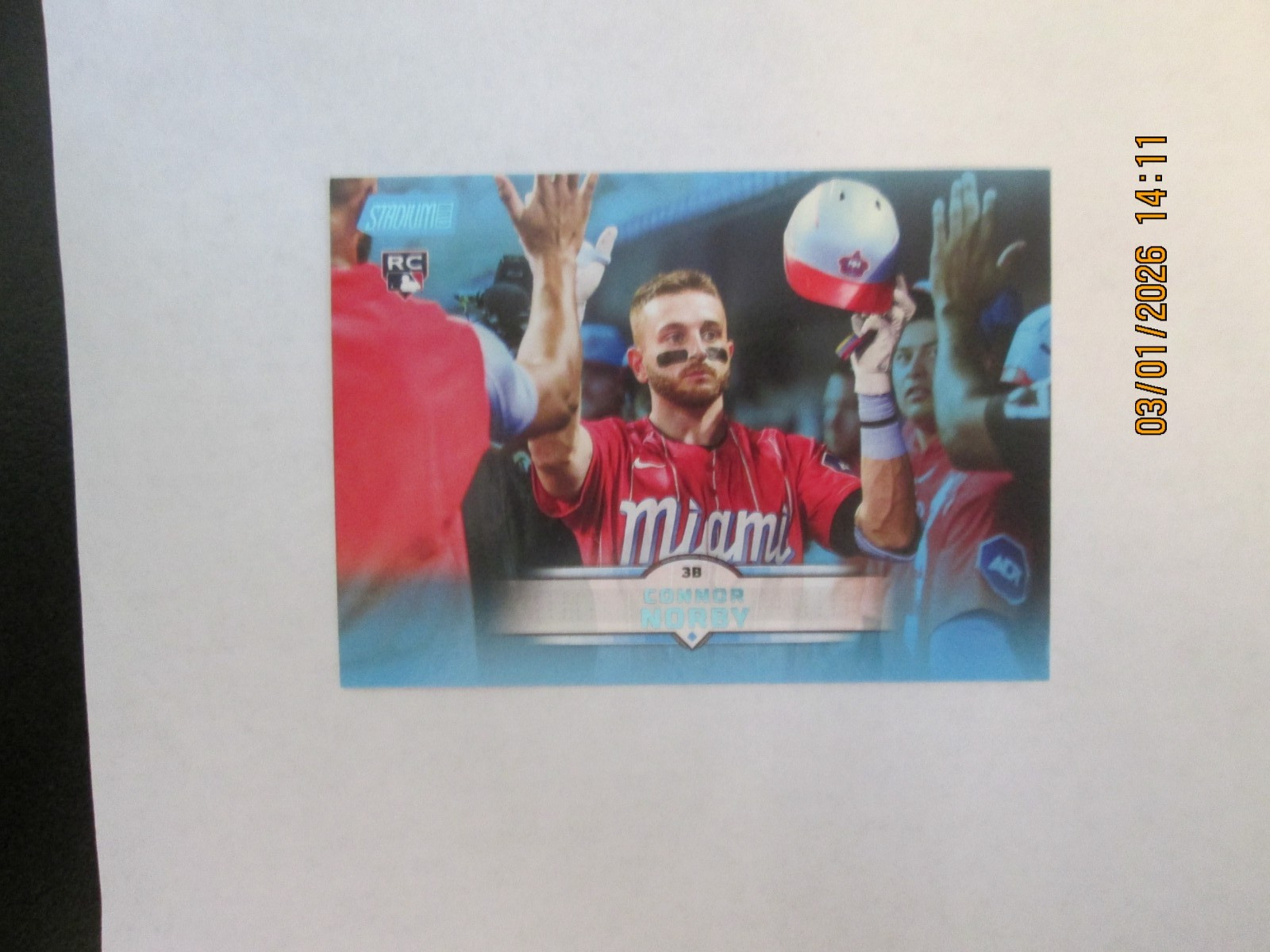 CONNOR NORBY MARLINS 2025 TOPPS STADIUM CLUB LIGHT BLUE  ROOKIE CARD #149