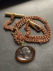 Victorian Style Amber Cameo Pendant! Vintage Fob Pocket Watch Chain