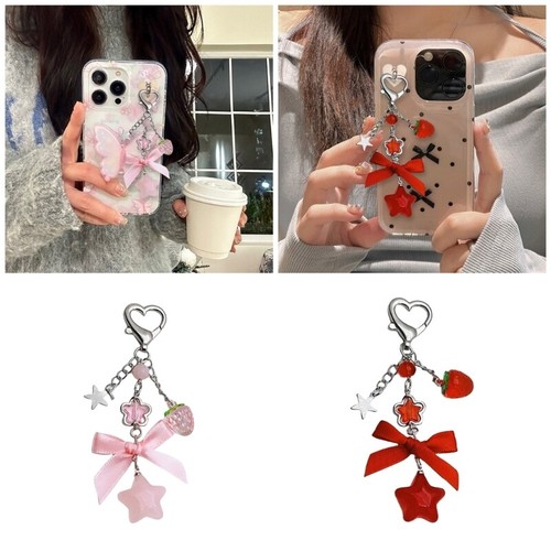 Unique Strawberry Star Bag Pendant Bowknot Key Accessory Strawberry Key Pendant - Afbeelding 2 van 10