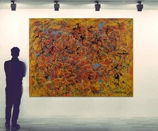 Jackson Pollock style XL Painting 81” X 62”Action, Abstract￼, Modern,6’foot9”in.