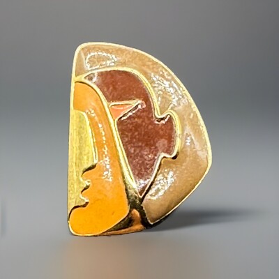 Rare Vintage Eisenberg Enamel Brooch Picasso 1960/70s Classic Face Artwork #6