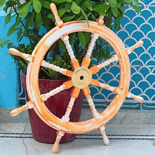 Marine Piratenschiff Rad Distressed Wetter Finish Maritim Wandbehang Geschenk - Bild 5 von 10