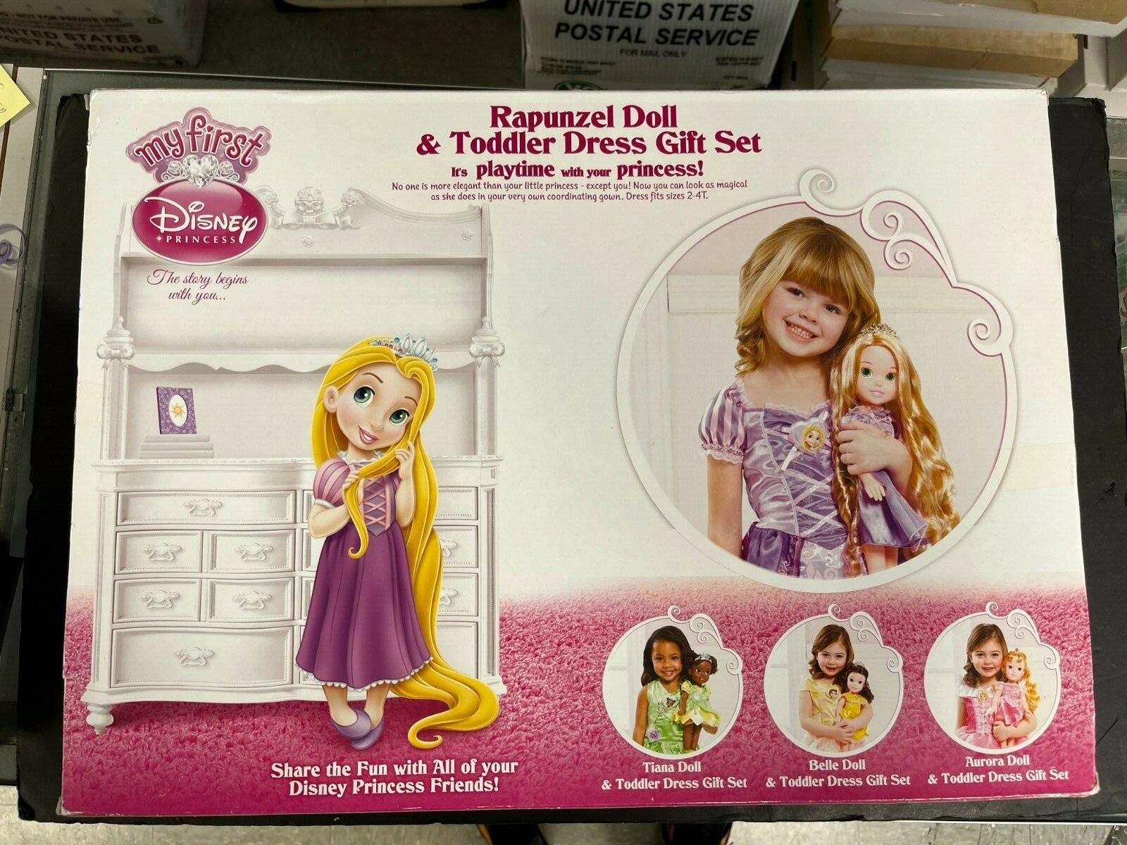 MY FIRST DISNEY PRINCESS RAPUNZEL DOLL & TODDLER DRESS GIFT SET NEW