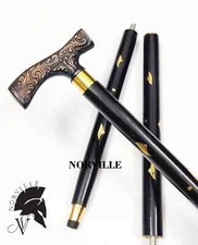 Walking Stick Brass Antique Designer Style Wooden Cane Vintage Gift