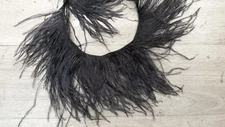ostrich feather fringe on string ,heavy weight ,black ,sold by yard 