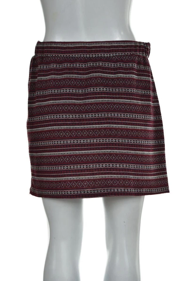 Ya Los Angeles Womens Skirt Size L Red Navy Printed Cotton Mini  Casual - Image 2 of 4