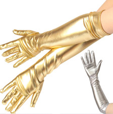 Metallic Party Elastic Arm Sleeves Gloves Club Disco Shiny Elbow Length Gloves