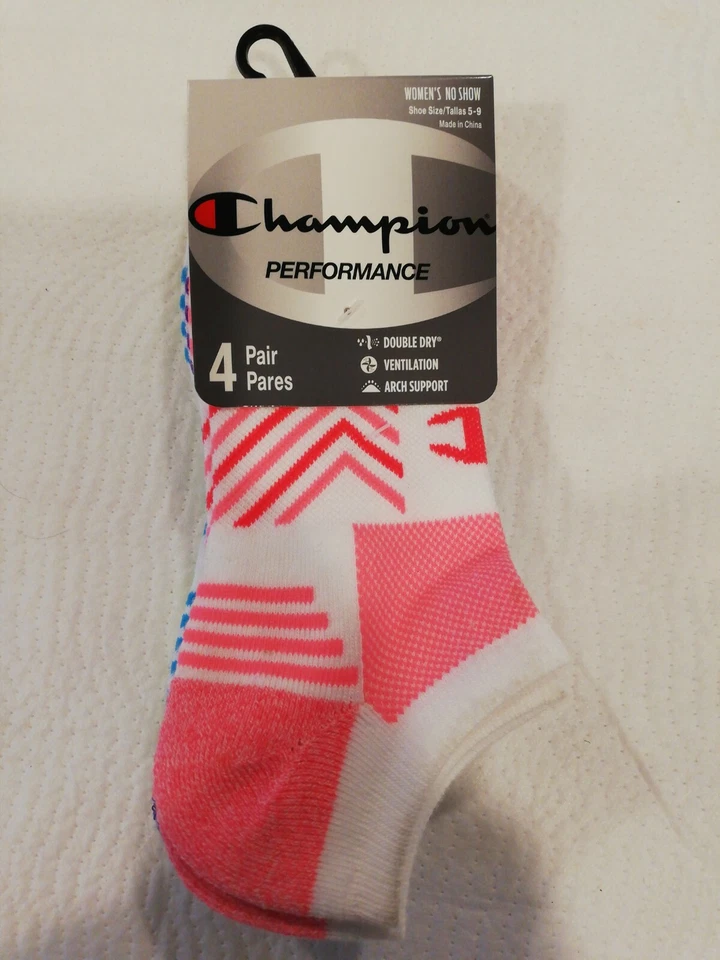 Meias femininas Champion Performance no show pacote com 4 sapatos tamanho 5-9 - Imagem 4 de 4