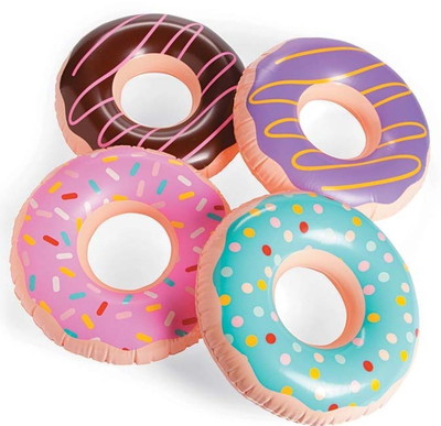 4 EXTRA LARGE 15'' JUMBO INFLATABLE DONUTS POOL RAFT FLOAT LUAU TOY INFLATE SWIM