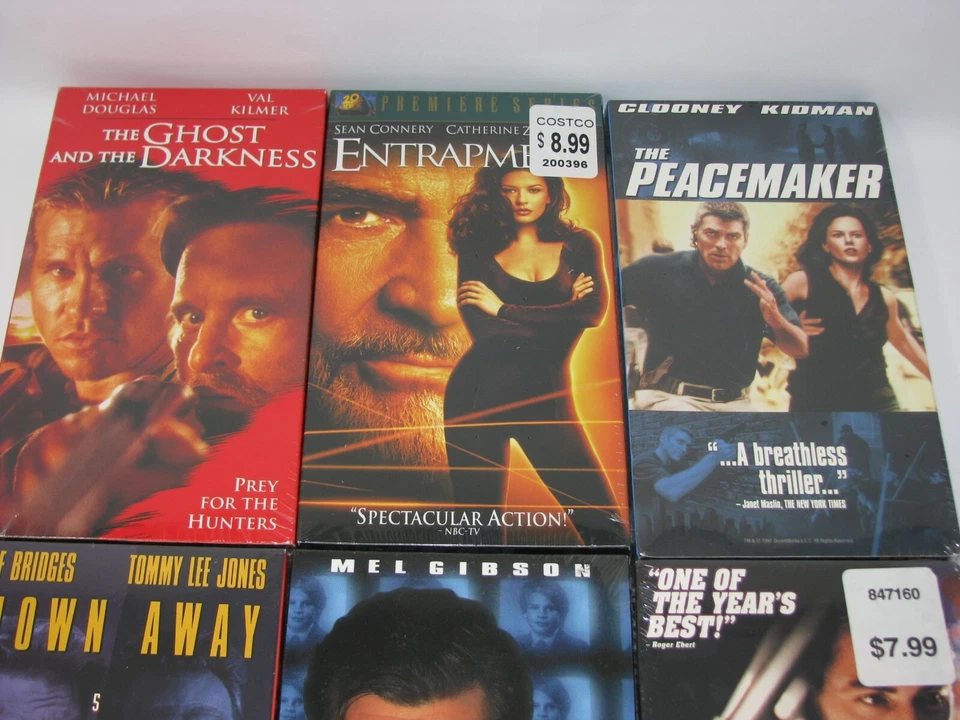 6 VHS Factory Sealed 90s Action Movies Clooney Gibson Kidman Zeta Jones Kilmer Foto 2 de 4