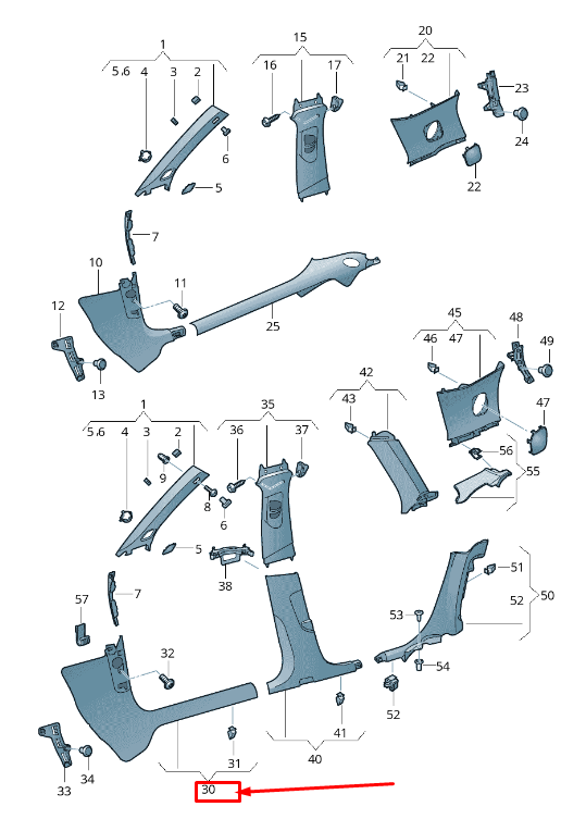 GARNITURE DE MONTANT A GAUCHE AUDI RS3 8V48672714PK ORIGINALE